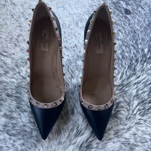 Valentino Black and Tan Rockstud Pumps